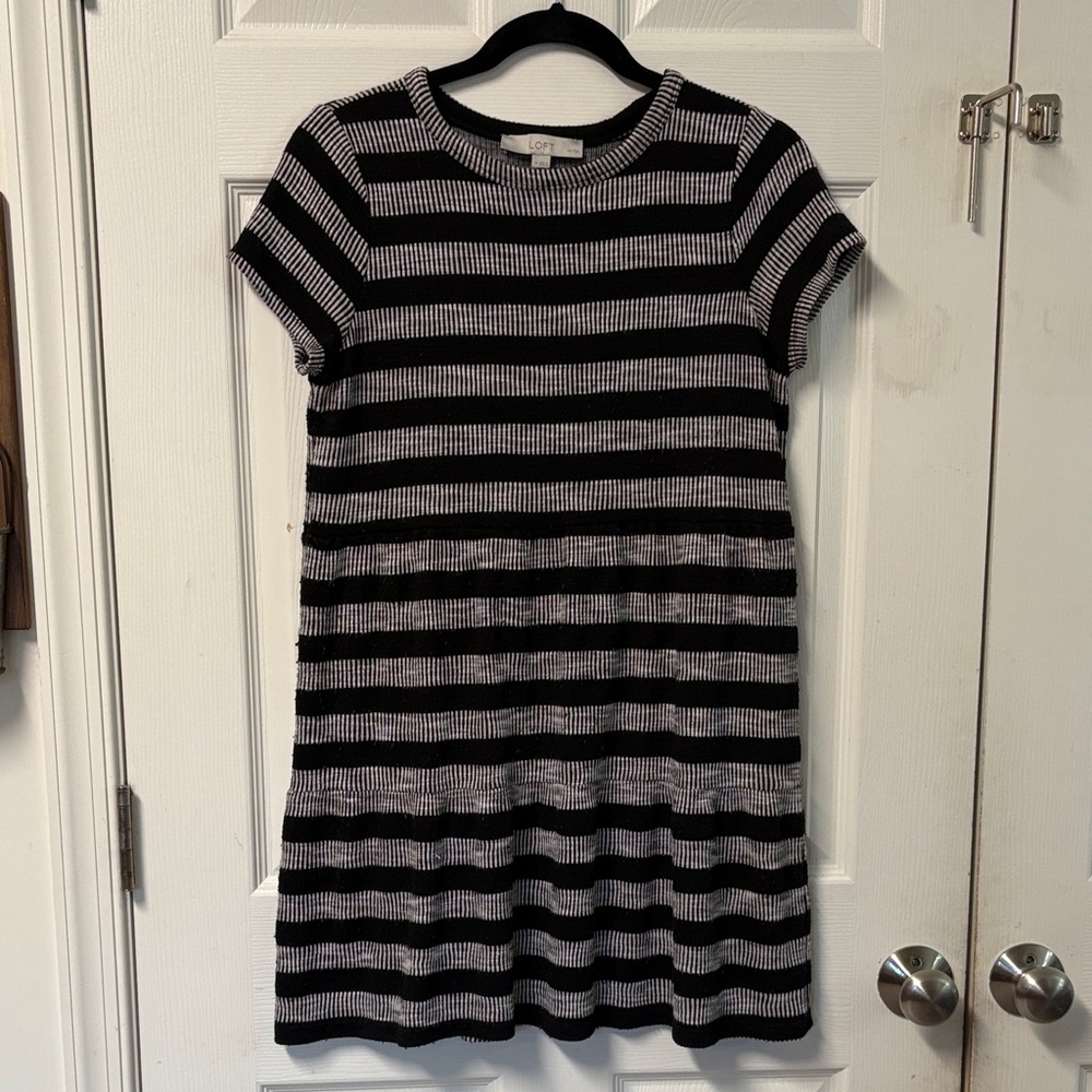 💜 3/$15. LOFT Black and White Striped mini dress